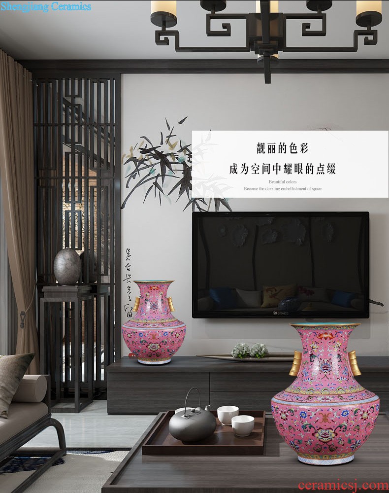 Jingdezhen ceramics powder enamel archaize tong qu wooden stick vases, flower arranging Chinese style classical home furnishing articles