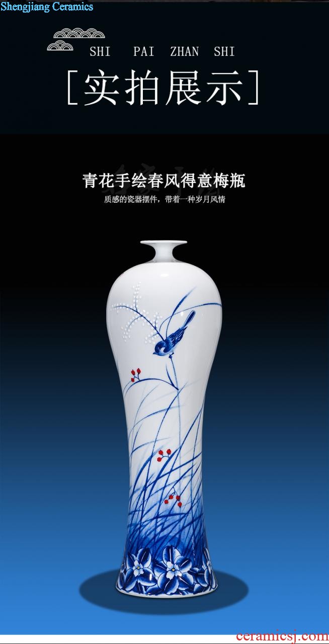 New Chinese style hand-painted vases furnishing articles color ink landscape after classical household three-piece adornment flower arranging jingdezhen ceramics