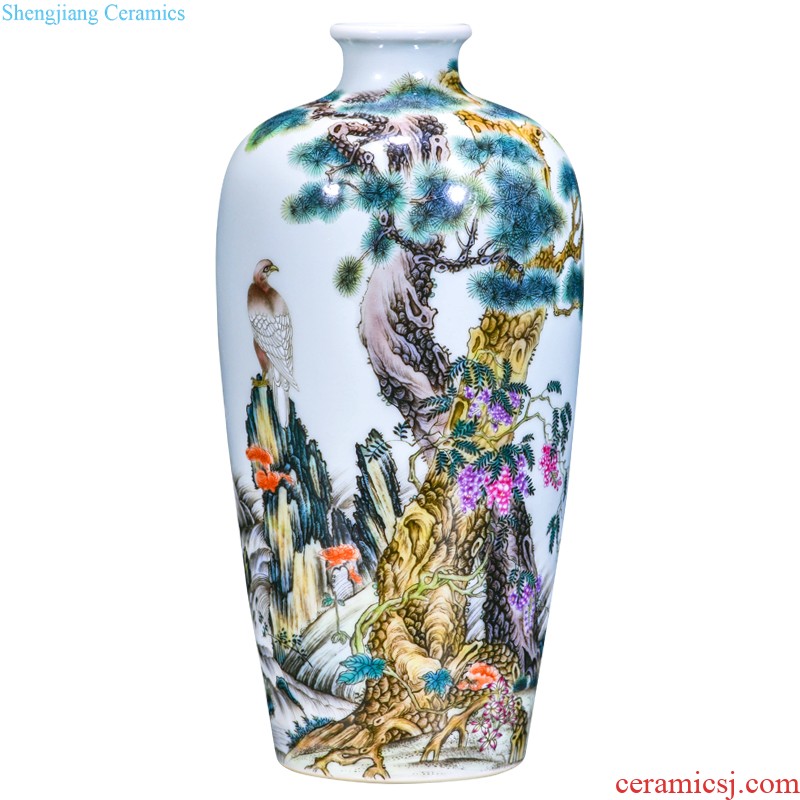 Jingdezhen ceramics hand-painted big vase furnishing articles new Chinese style decoration flower arranging household bedroom a sitting room be born