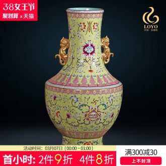 Jingdezhen ceramics imitation qing qianlong pastel willow vases, new Chinese style living room decorations furnishing articles of handicraft