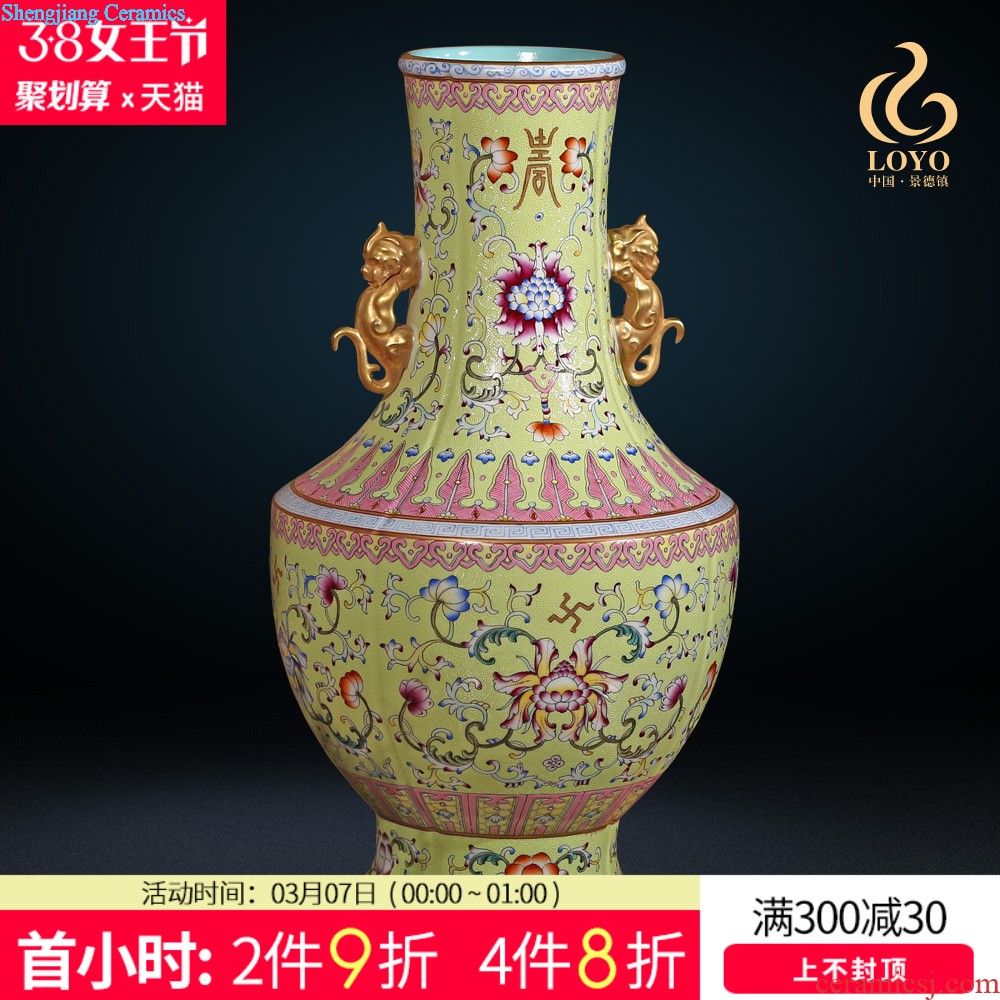 Jingdezhen ceramics imitation qing qianlong pastel willow vases, new Chinese style living room decorations furnishing articles of handicraft