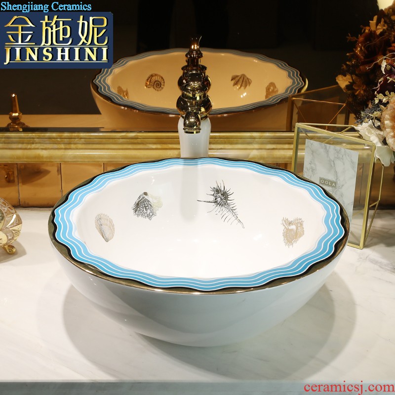 Art stage basin sink ceramic toilet lavatory ink elliptical wash gargle basin household balcony