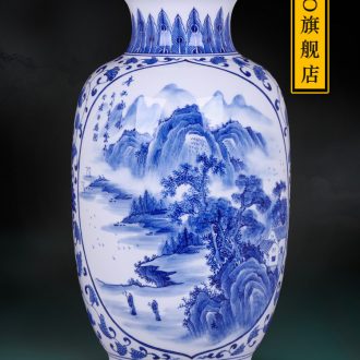 Jingdezhen ceramics famous hand-painted vases, flower arranging large blooming flowers Chinese style household handicraft furnishing articles