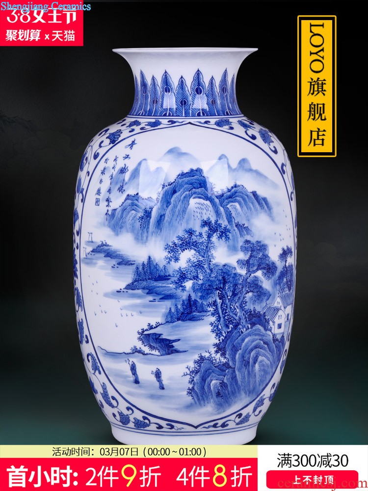 Jingdezhen ceramics famous hand-painted vases, flower arranging large blooming flowers Chinese style household handicraft furnishing articles