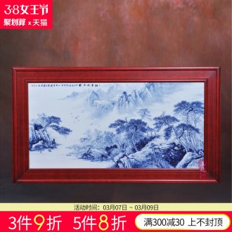 Jingdezhen ceramics Dong-ming li hand-painted rain spring porcelain plate painting decoration Household crafts are sitting room