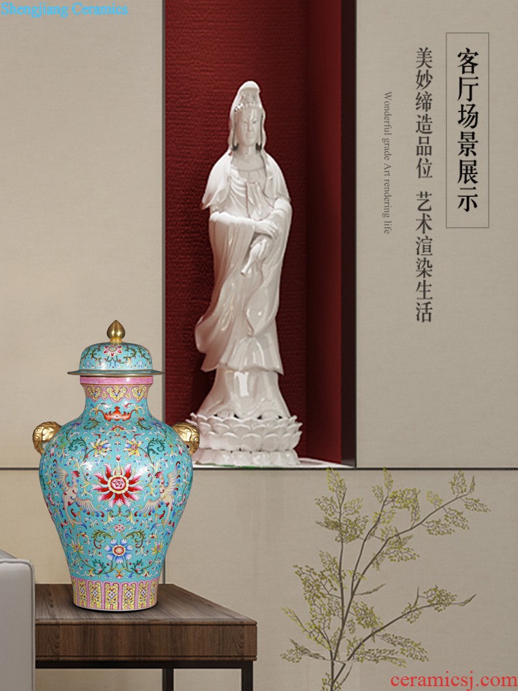 Jingdezhen ceramics vase imitation qing qianlong enamel paint life of binaural statue of Chinese style household furnishing articles offered the dragon king