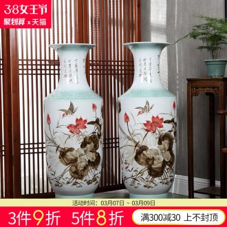 Jingdezhen ceramic furnishing articles large ground vase sitting room of Chinese style household decoration to the hotel porch TV ark process