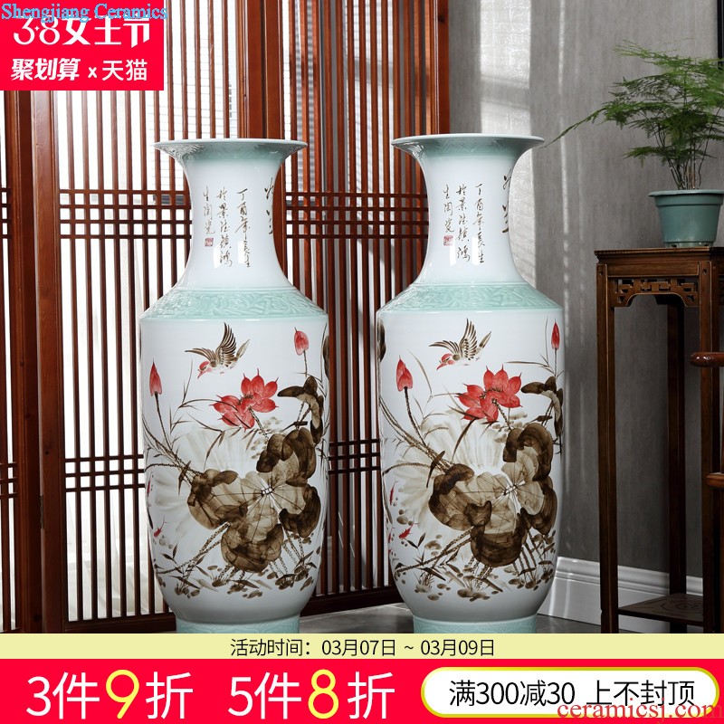 Jingdezhen ceramic furnishing articles large ground vase sitting room of Chinese style household decoration to the hotel porch TV ark process