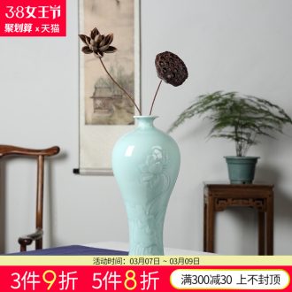 Jingdezhen ceramic antique blue-and-white longfeng moonlight vase Chinese style household decoration to the hotel the sitting room porch TV ark