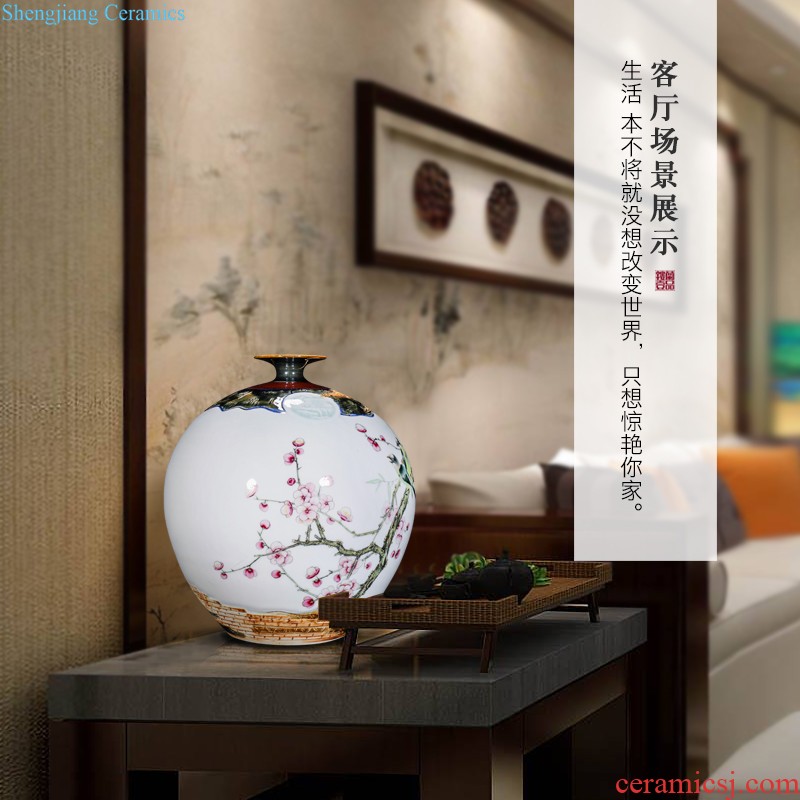 Jingdezhen ceramics hand-painted antique painting of flowers and Chinese style adornment bedroom living room table flower arranging new Chinese style furnishing articles