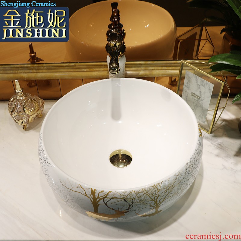 Wash basin ceramic toilet lavatory art stage fangyuan diamonds lavabo mesa household butterfly