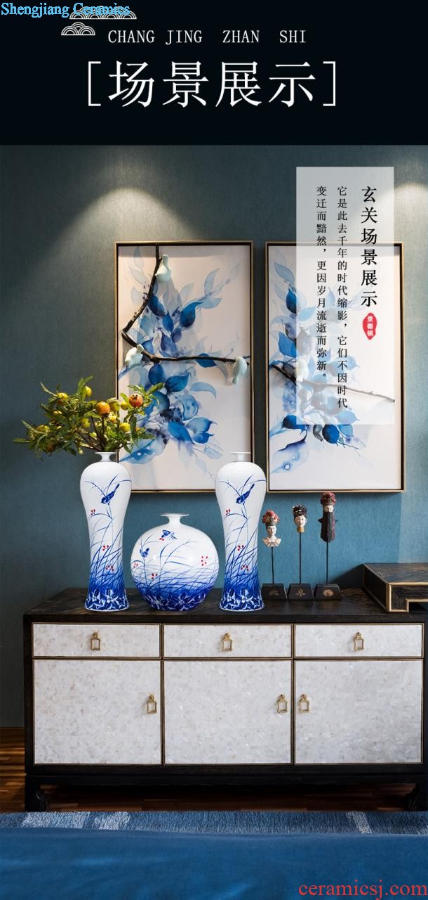 New Chinese style hand-painted vases furnishing articles color ink landscape after classical household three-piece adornment flower arranging jingdezhen ceramics