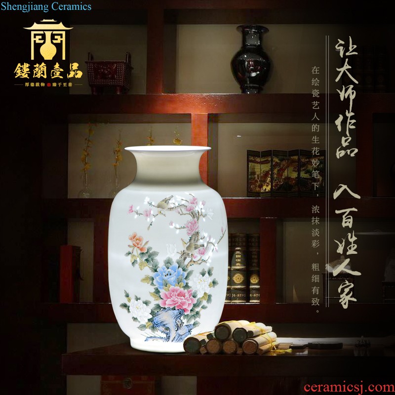 Jingdezhen ceramic master hand painted porcelain vase furnishing articles of new Chinese rich ancient frame sitting room decoration wedding decoration