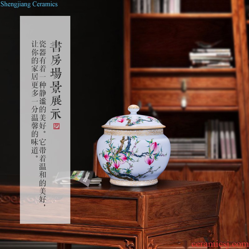 Hand-painted jingdezhen ceramics powder enamel vase peony flower arranging rich ancient frame of new Chinese style household furnishing articles sitting room collection