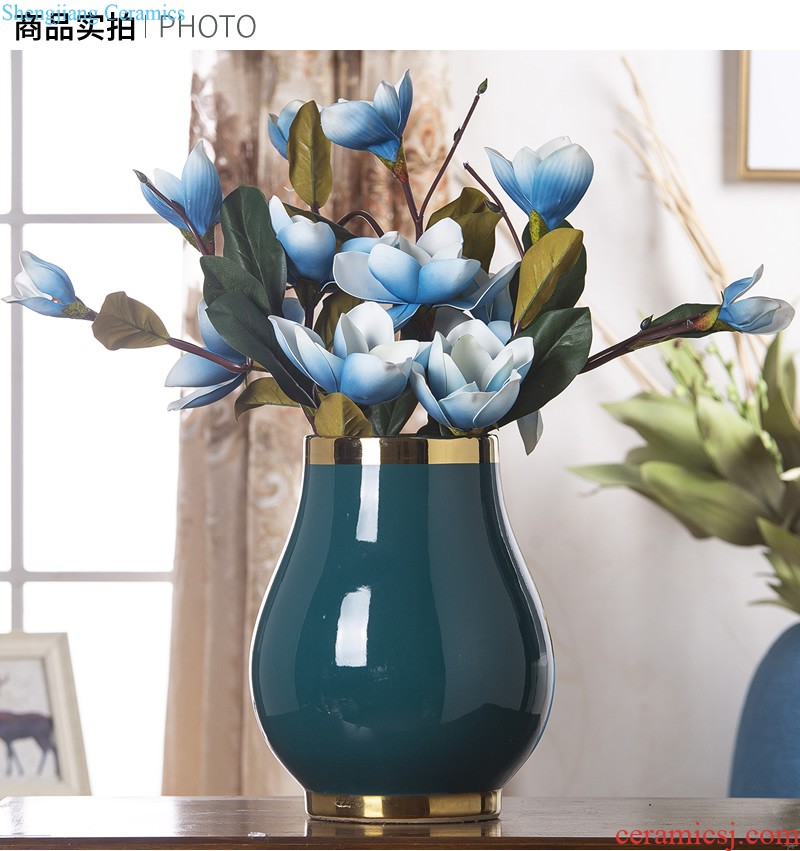 Jingdezhen ceramics hand-painted painting of flowers and pottery vases, sitting room of new Chinese style household decorations with cover pot furnishing articles