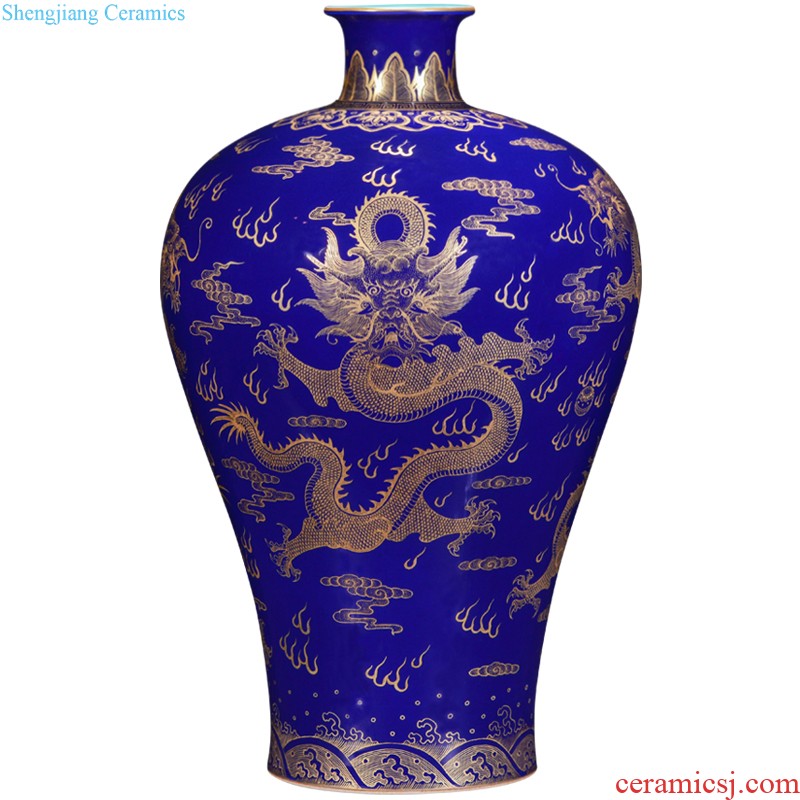 Jingdezhen ceramics hand-painted pastel cat and butterfly decorative vase Chinese rich ancient frame house sitting room collect furnishing articles