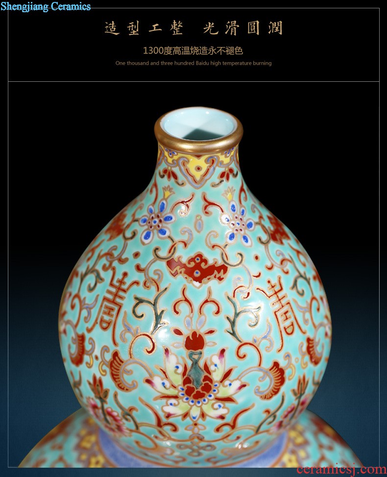 Jingdezhen ceramics vase imitation qing emperor kangxi golden pheasant tail bottles of Chinese style household adornment TV ark furnishing articles