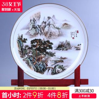 Jingdezhen ceramics designer sat singing in huangshan decorative hanging dish plate Household living room TV cabinet plate