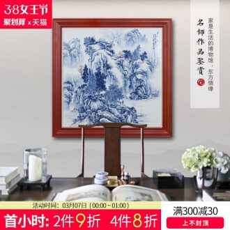 Jingdezhen ceramics Teacher hand-painted murals of spring, summer, autumn and winter sitting room adornment, hang a picture Household adornment wall in the background