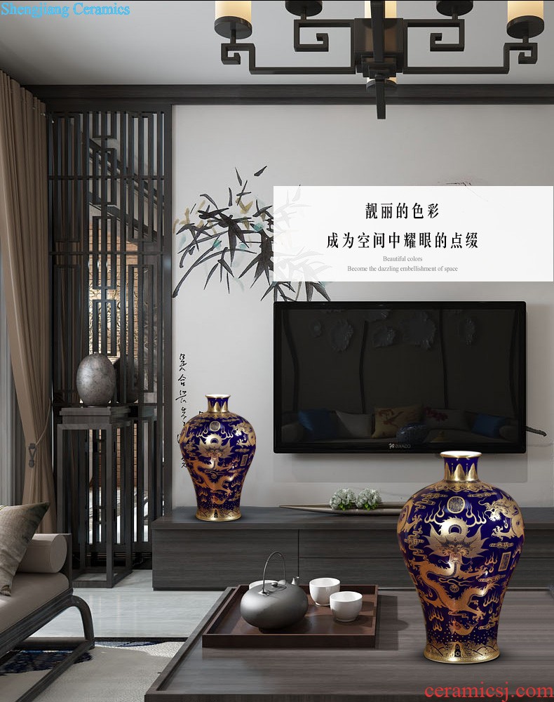 Archaize of jingdezhen ceramics powder enamel handpainted flower gourd vases, Chinese style living room decorations TV ark furnishing articles