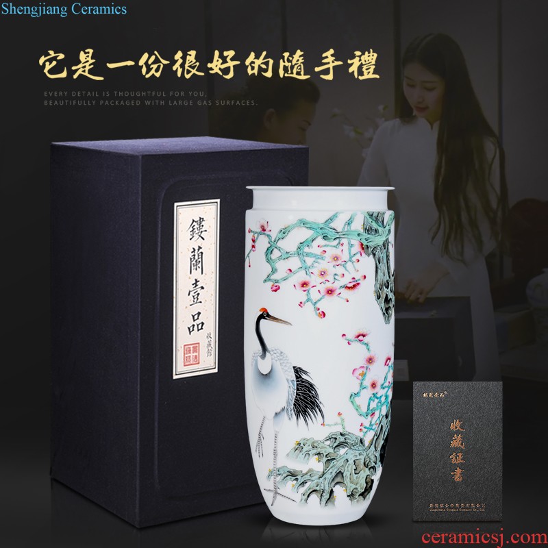 Jingdezhen ceramics hand-painted MeiKaiWuFu vases, new Chinese style living room TV cabinet porch is decorated flower arranging furnishing articles