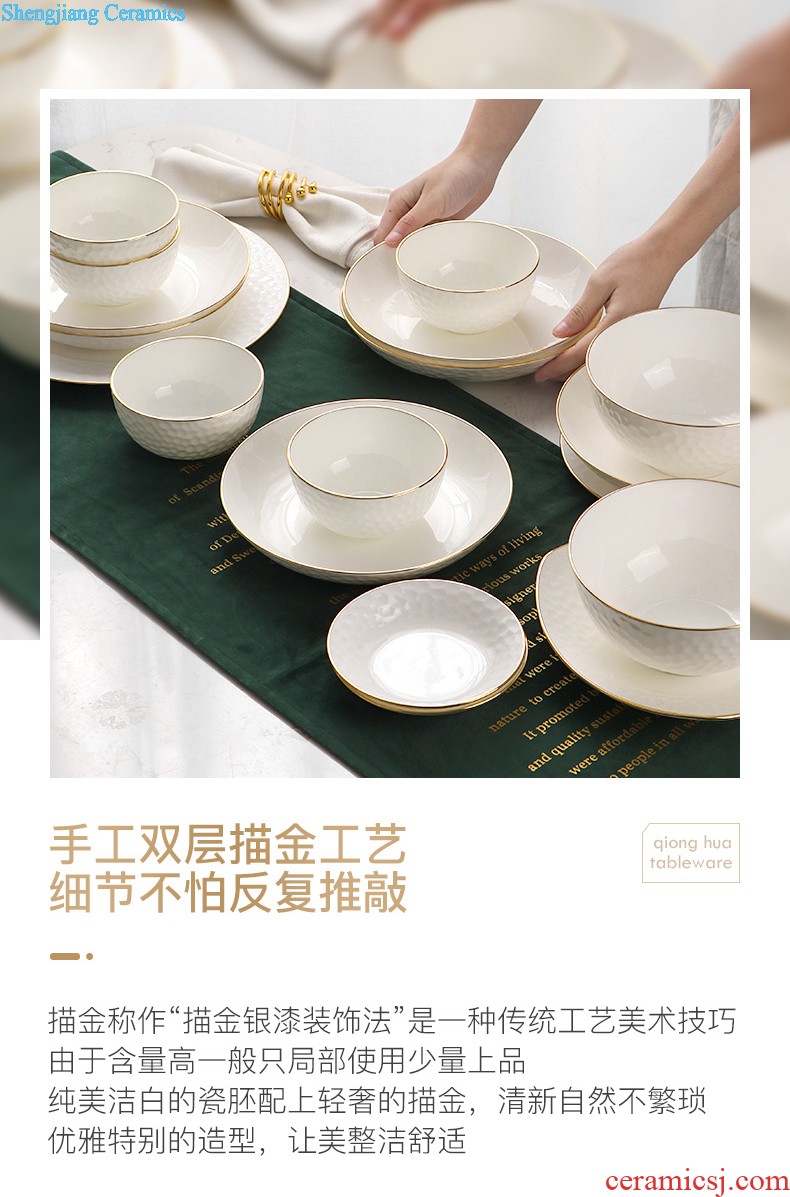 inky Jingdezhen blue and white porcelain ceramic tableware bowls of bone plate dishes suit Chinese gifts kai