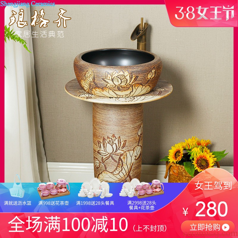 Koh larn, qi ceramic column basin of pillar type toilet lavatory floor balcony vertical basin to wash your hands