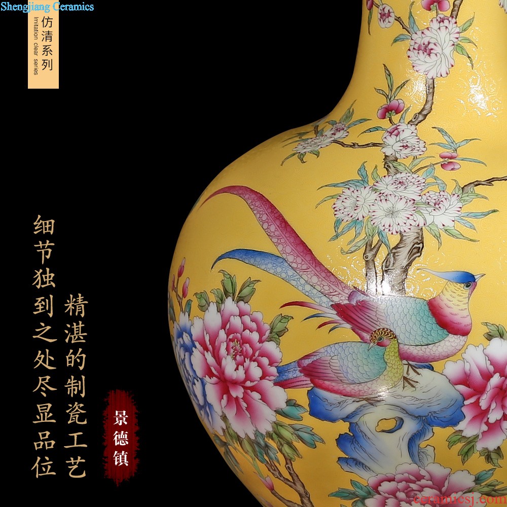 Jingdezhen ceramics imitation qing qianlong pastel willow vases, new Chinese style living room decorations furnishing articles of handicraft