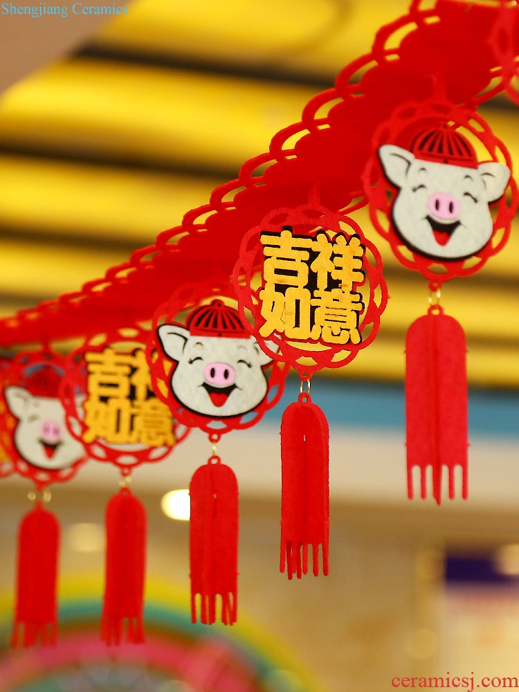 Spring Festival couplet flocking couplet 2.2 meters 2019 year of pig decor items moved into New Year couplet