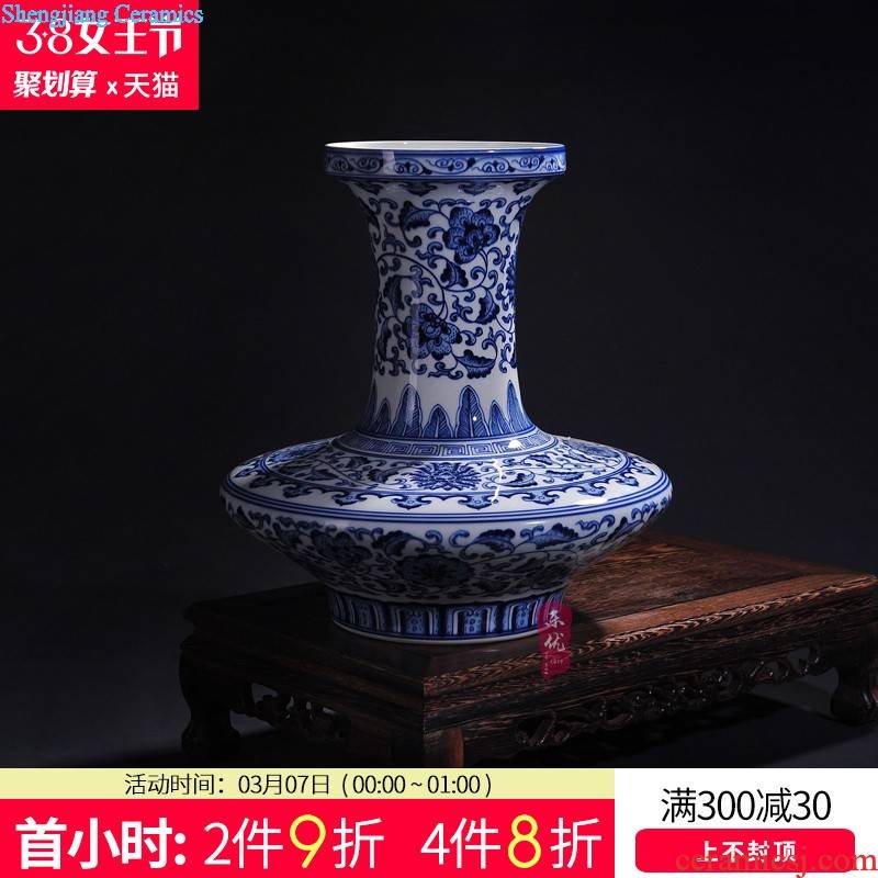 Jingdezhen ceramics furnishing articles three Yang kaitai, jun porcelain vase flower arrangement, large new Chinese style household living room decoration