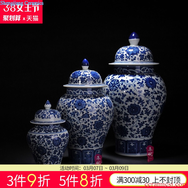 Jingdezhen ceramics red bottle gourd vases large new living room TV cabinet decoration of Chinese style household furnishing articles