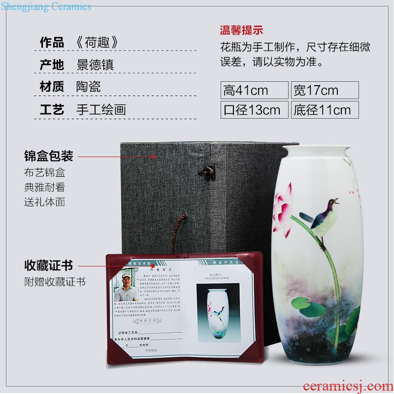 Jingdezhen ceramic vase landed large plum bottle hand-painted scenery surd sitting room place hotel decoration