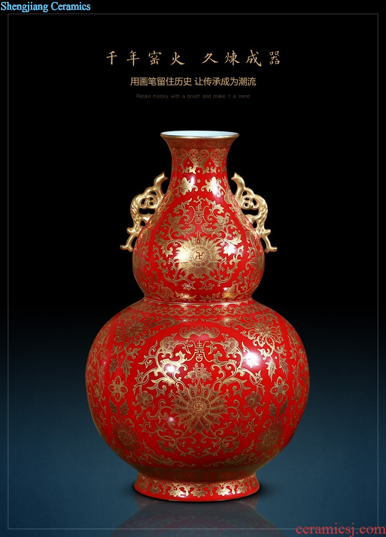 Jingdezhen ceramics furnishing articles hand-painted CV 18 red vase in the living room TV ark decoration large arranging flowers