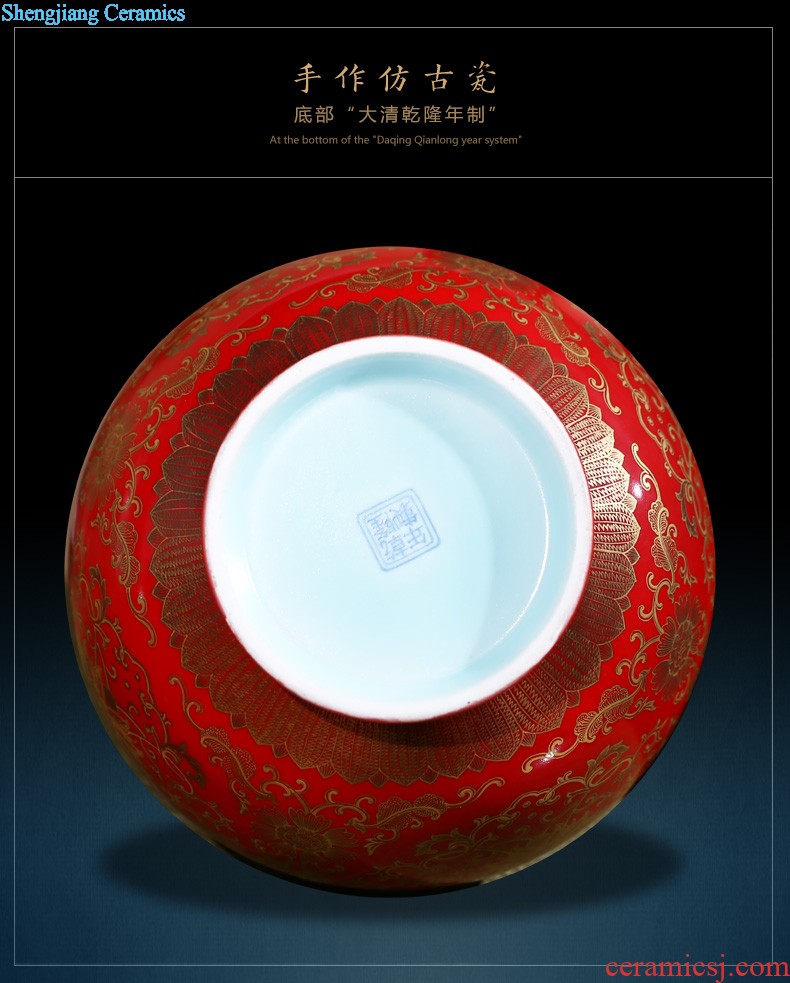 Jingdezhen ceramics furnishing articles hand-painted CV 18 red vase in the living room TV ark decoration large arranging flowers