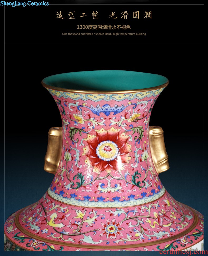 Jingdezhen ceramics vase furnishing articles imitation qing qianlong pea green glaze butterfly mei bottles of Chinese style household decorative arts and crafts