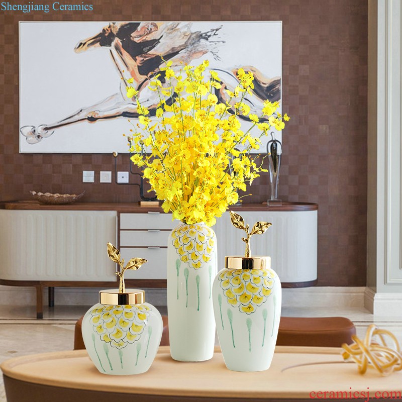 Jingdezhen porcelain vases, pottery and porcelain enamel handpainted anaglyph peony flower arranging TV ark of contemporary sitting room adornment