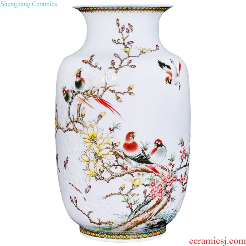 New Chinese style household boutique jingdezhen ceramics hand-painted jack snow vase rich ancient frame decorative furnishing articles