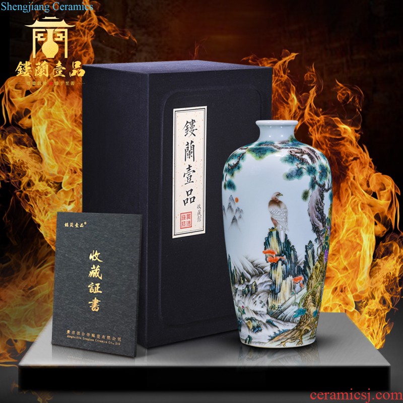 Jingdezhen ceramics hand-painted big vase furnishing articles new Chinese style decoration flower arranging household bedroom a sitting room be born