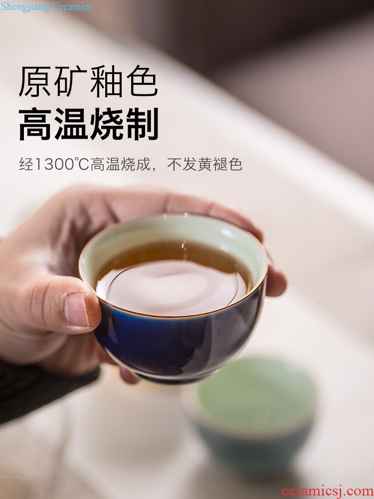 Jingdezhen kung fu tea cups kiln hand-painted teacup sample tea cup single glass ceramic tea set firewood building masters cup