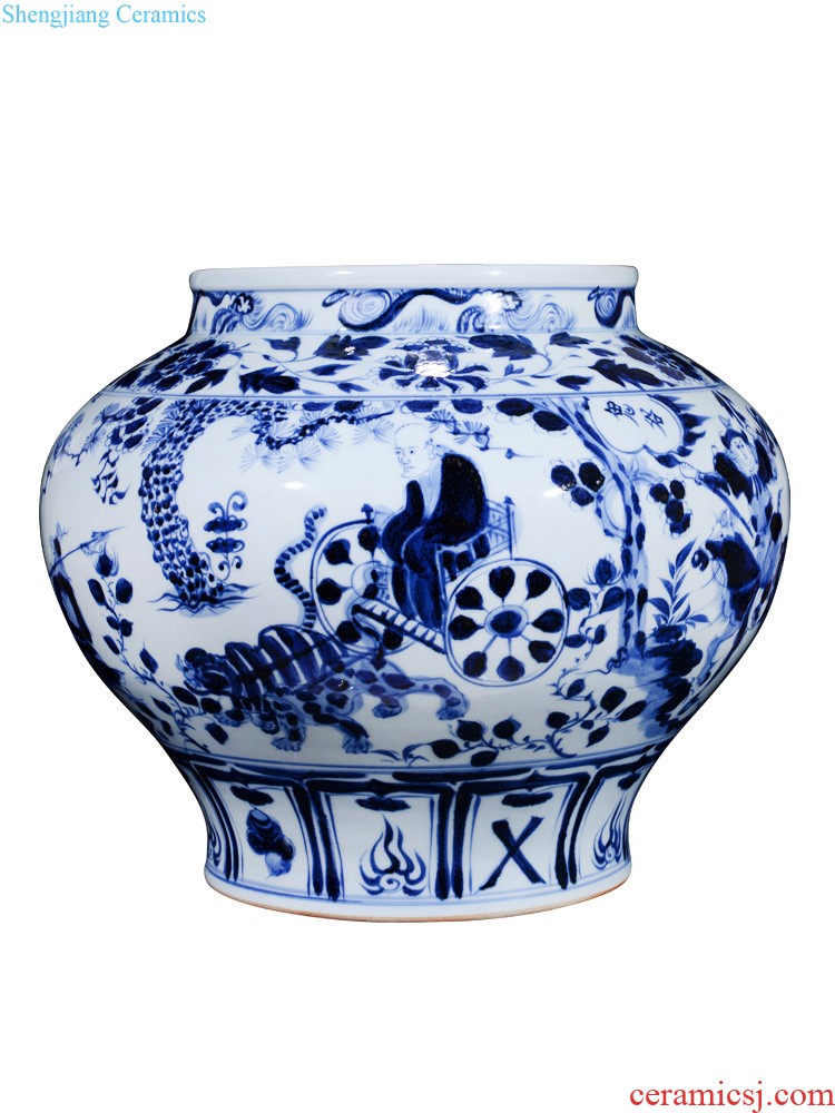 Jingdezhen ceramics hand-painted dried flowers large blue and white porcelain vase Chinese style living room porch decorate wedding gifts furnishing articles