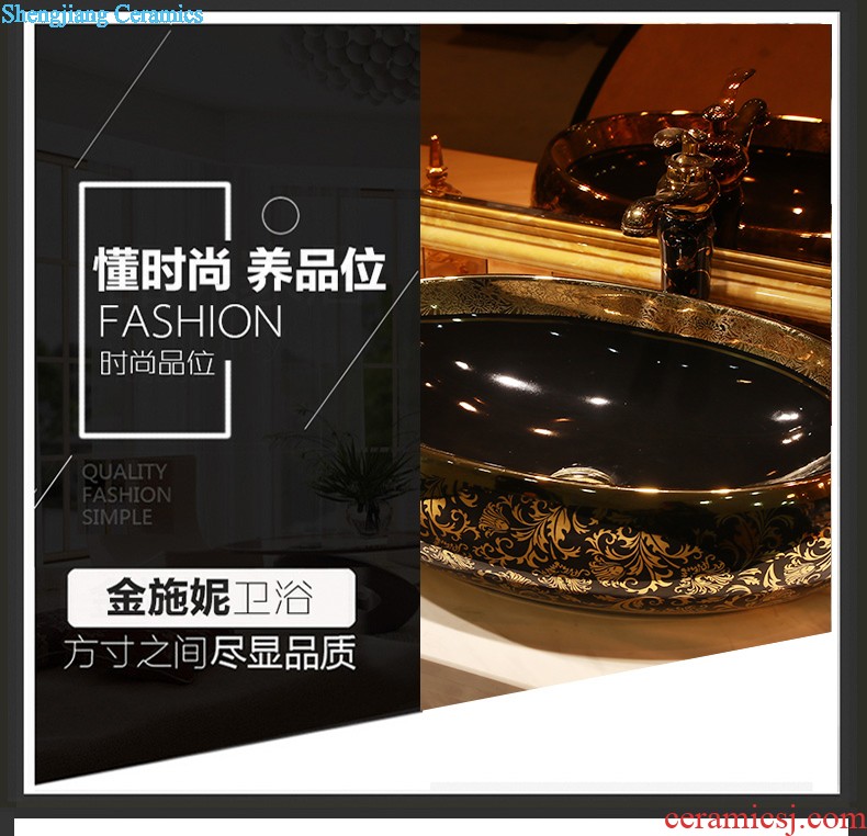 European style bathroom ceramic art basin washing a face blue square creative art stage basin sink new Chinese style