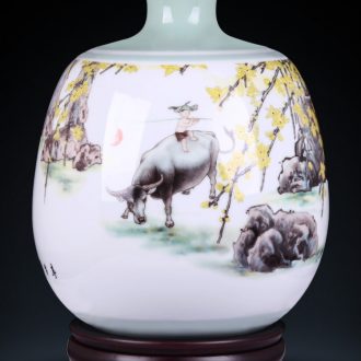 Jingdezhen ceramics hand-painted blue and white porcelain vases, flower arrangement bamboo report peaceful Chinese style household act the role ofing is tasted furnishing articles in the living room