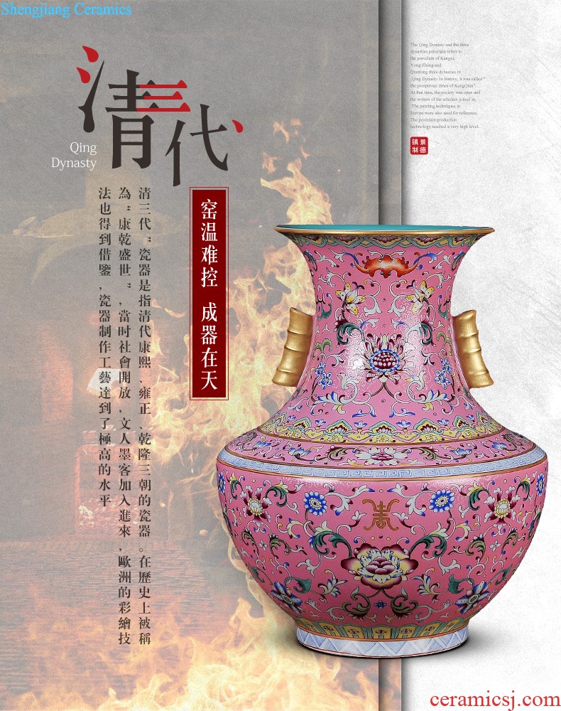 Jingdezhen ceramics powder enamel archaize tong qu wooden stick vases, flower arranging Chinese style classical home furnishing articles