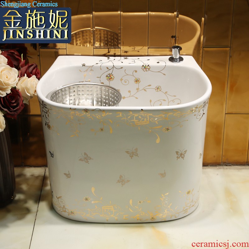 Mop pool balcony toilet wash mop pool ceramic household large basin floor type double drive