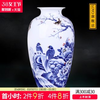 Jingdezhen ceramics Antique hand-painted ears serve f barrels of blue and white porcelain vase process home furnishing articles sitting room