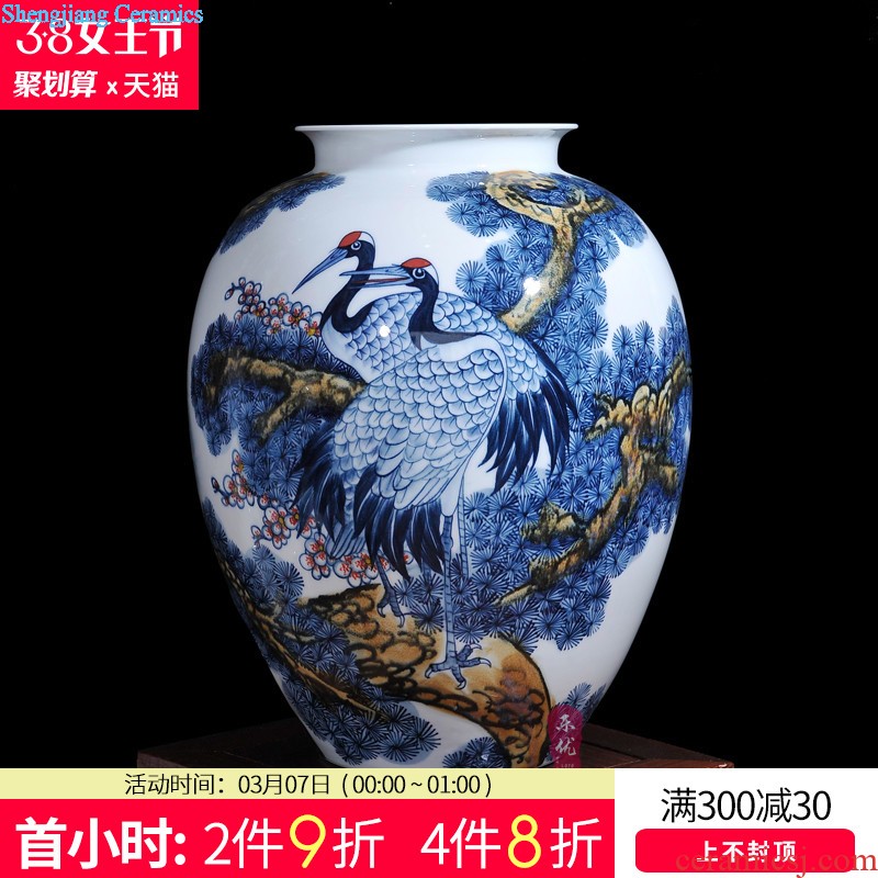 Jingdezhen blue and white porcelain and ceramic vase flower arranging living room place new Chinese style household act the role ofing is tasted crafts