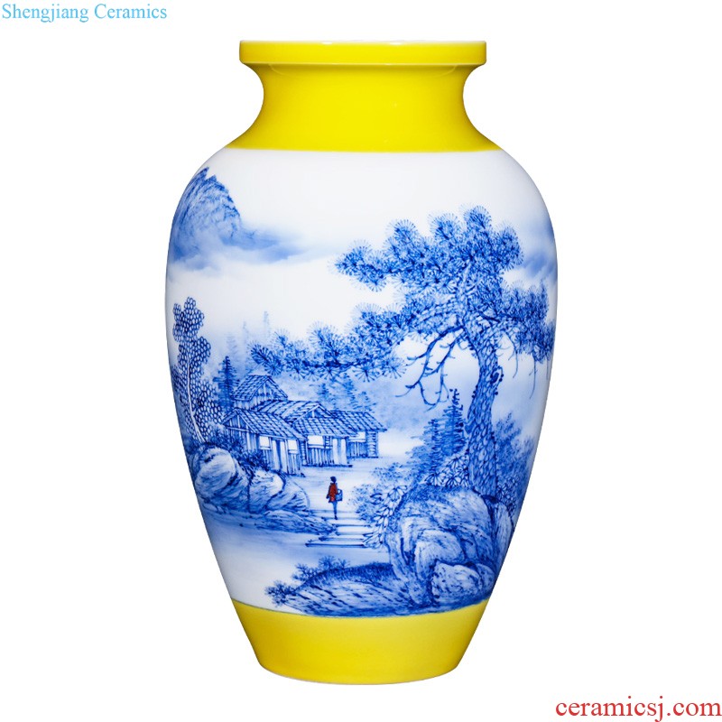 Jingdezhen ceramic hand-painted thin body new Chinese style flower vase contemporary home sitting room porch decorative furnishing articles