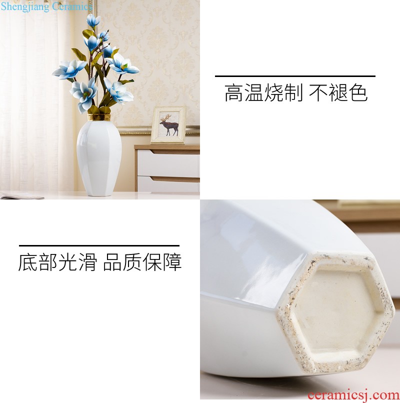 Jingdezhen ceramic blue vase Nordic furnishing articles European sitting room dry flower arranging flowers soft outfit decoration decoration TV ark