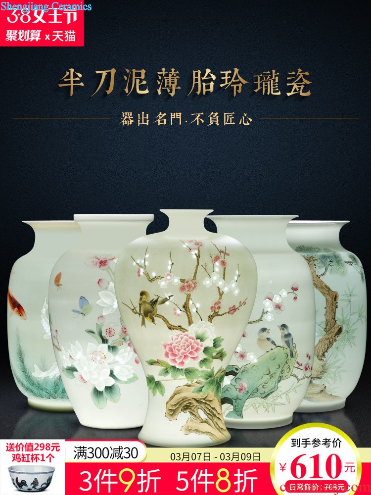 Jingdezhen landing a large vase ceramics New Chinese style household flower arrangement sitting room adornment TV ark furnishing articles