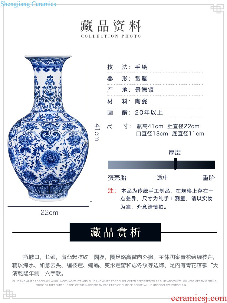 Jingdezhen ceramics hand-painted porcelain vase new Chinese style household decoration decoration sitting room furnishing articles furnishing articles flower arrangement